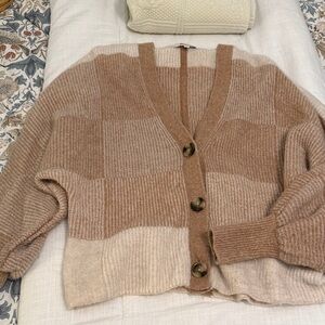 Madewell Tan and Cream Cardigan